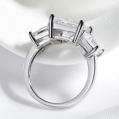 Princess Cut 3 Gems Moissanite Wedding Rings for Women Couple Jewelry Girl's Birthday Gift Lab Diamond Band Pure S925