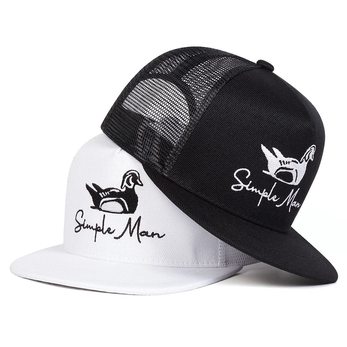 Unisex Simple Man Duck Embroidery Hip-hop Net Hats Spring Summer Outdoor Adjustable Casual Baseball Caps Sunscreen Hat