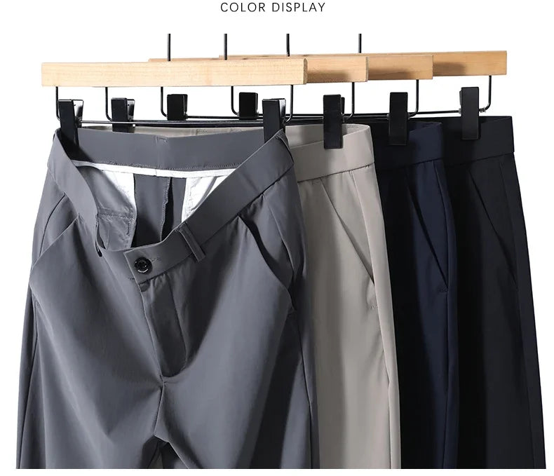 Summer New Stretch Soft Suit Pants Men Thin Fashion Business Elastic Waist Korean Slim Brand Clothes Casual Formal Trousers Male