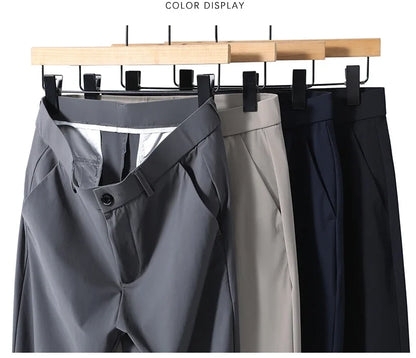 Summer New Stretch Soft Suit Pants Men Thin Fashion Business Elastic Waist Korean Slim Brand Clothes Casual Formal Trousers Male