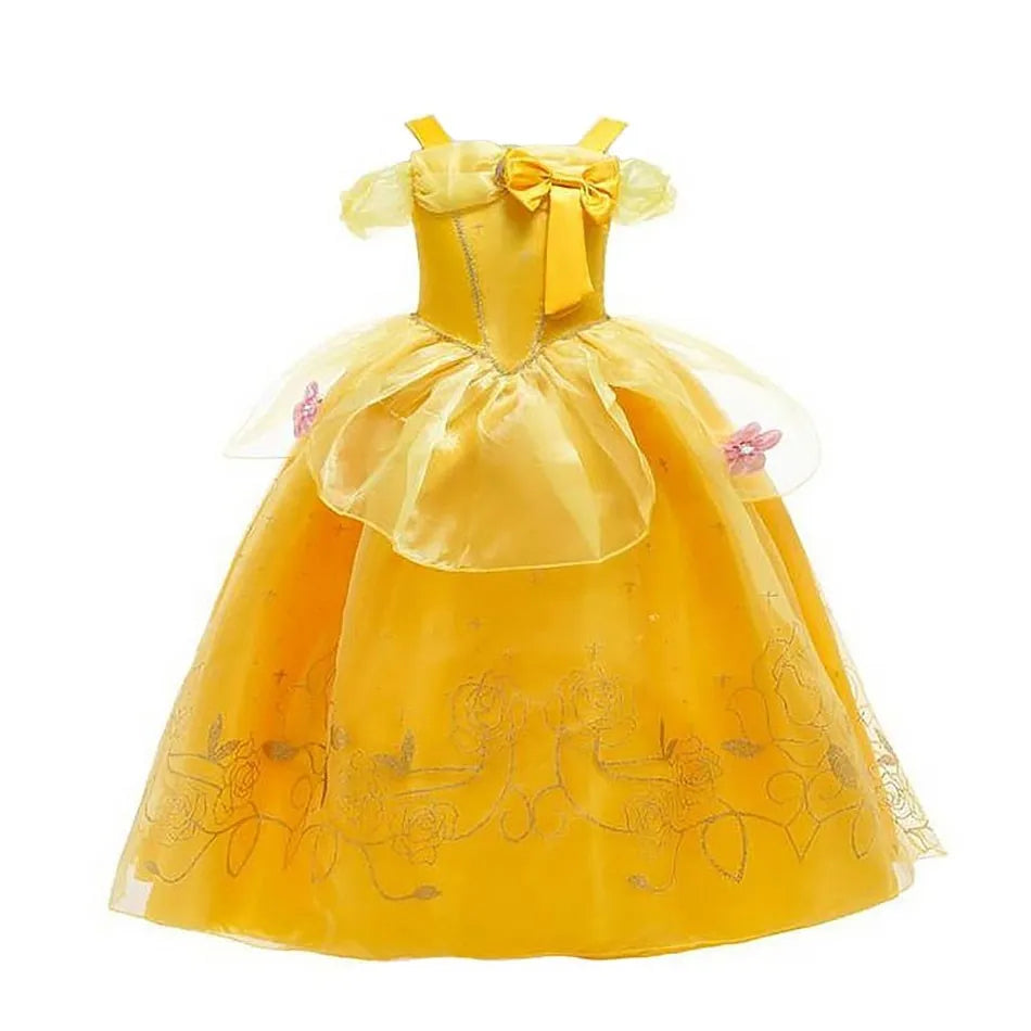 Girls Belle Dress Children Christmas Elegant Princess Costume Baby Summer Halloween Disguise Cosplay Party Fantasy 3-10 Years