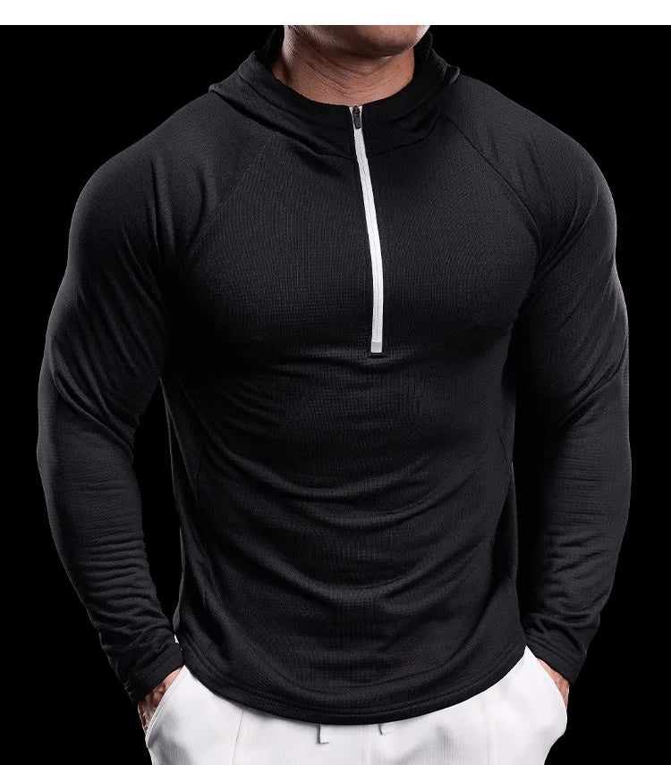 Autumn New Gym Fitness Clothes Men's Training Clothes Long-sleeved Sports Quick-drying Sweatshirts Casual Hooded Fitness Clothes