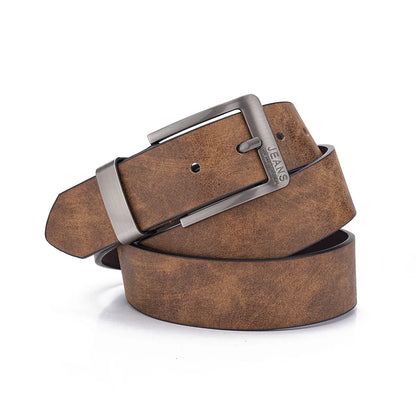 A Men's and Women's Casual Retro Belt Western Style! PU Leather Belt with Metal Buckle, Suitable for Daily Work Wear