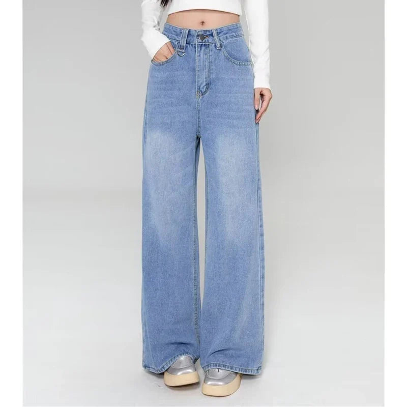 Summer Men Baggy Jeans Unisex Vintage American Style Straight Wide Leg Denim Pants Fashion Brand Hot Sale Casual Trousers