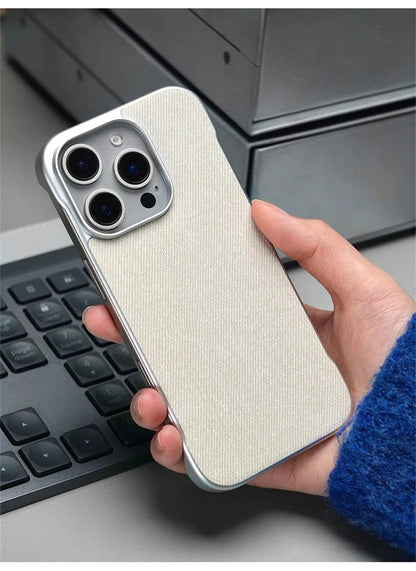 Ultra Thin Frameless Cloth Texture Magnetic Case For iPhone 17 Air 16 Pro Max 15 14 MagSafe Wireless Charge Borderless Hard Cove