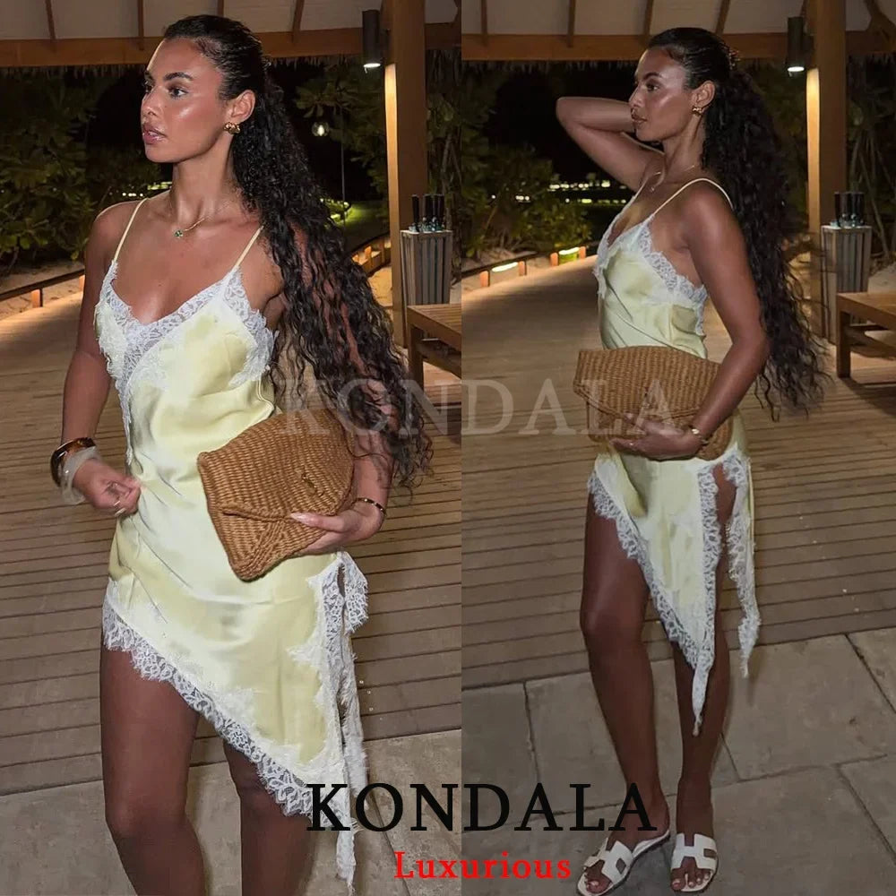 Sexy Beach Holiday Lace Party Women Dress V Neck Cami Backless Midi Dress Fashion 2026 Y2K Girl Evening Club SummerDress