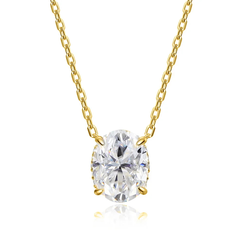 1-4.5ct Oval Cut Moissanite Necklaces for Women Daily Jewelry Solid 925 Silver Chain Wrap Diamond Pendant Birthday Gift