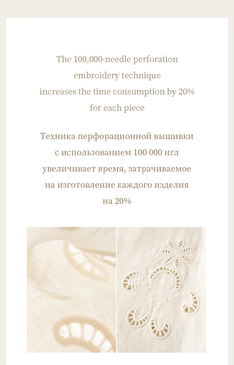 Summer Women Linen Two Piece Set Cut-Out Embroidered Sleeveless Top Midi Skirt Boho Beach Vacation Style