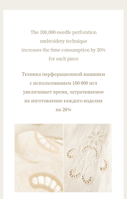 Summer Women Linen Two Piece Set Cut-Out Embroidered Sleeveless Top Midi Skirt Boho Beach Vacation Style
