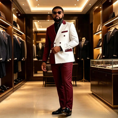 Double Breasted Wedding Suits for Man 2 Pieces Groom Tuxedo Slim Fit Formal Blazer Pants Set for Men Party Prom New Arrival 2026