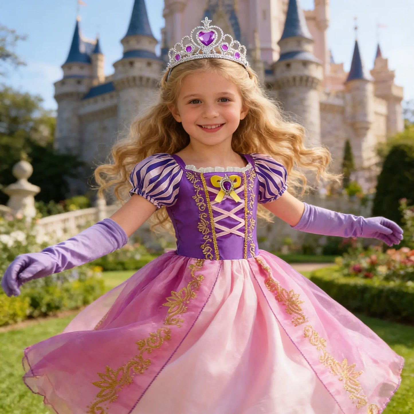 Girls Costume Children Cosplay Princess Dress Kids Halloween Birthday Pageant Party Rapunzel Dress Girl Carnival Tangled Clothes