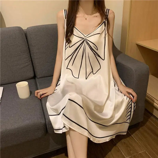 Sexy Sleeveless Printing Loose Mini Dress Women Clothing New Thin All-match Youth Elegant Dresses Fashion Temperament Summer