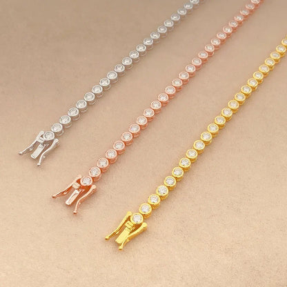 2mm 3mm Moissanite Tennis Bracelets for Women Bezel Set Round Bubble Lab Diamond with GRA S925 Silver Plated 18K Party Bracelet