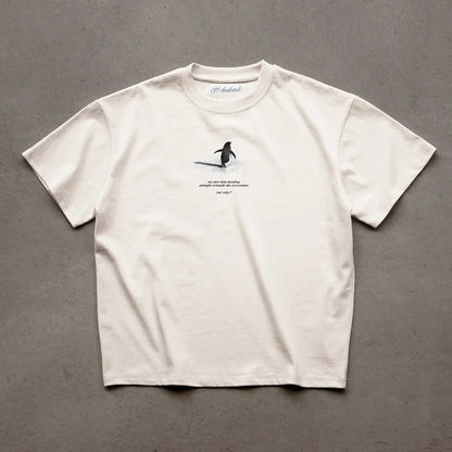 Y2K Men's T-shirt Fashion Broketale Snow Mountain Penguin Print Graphic Round Neck Shirt Oversized Unisex Casual Men's Clothing