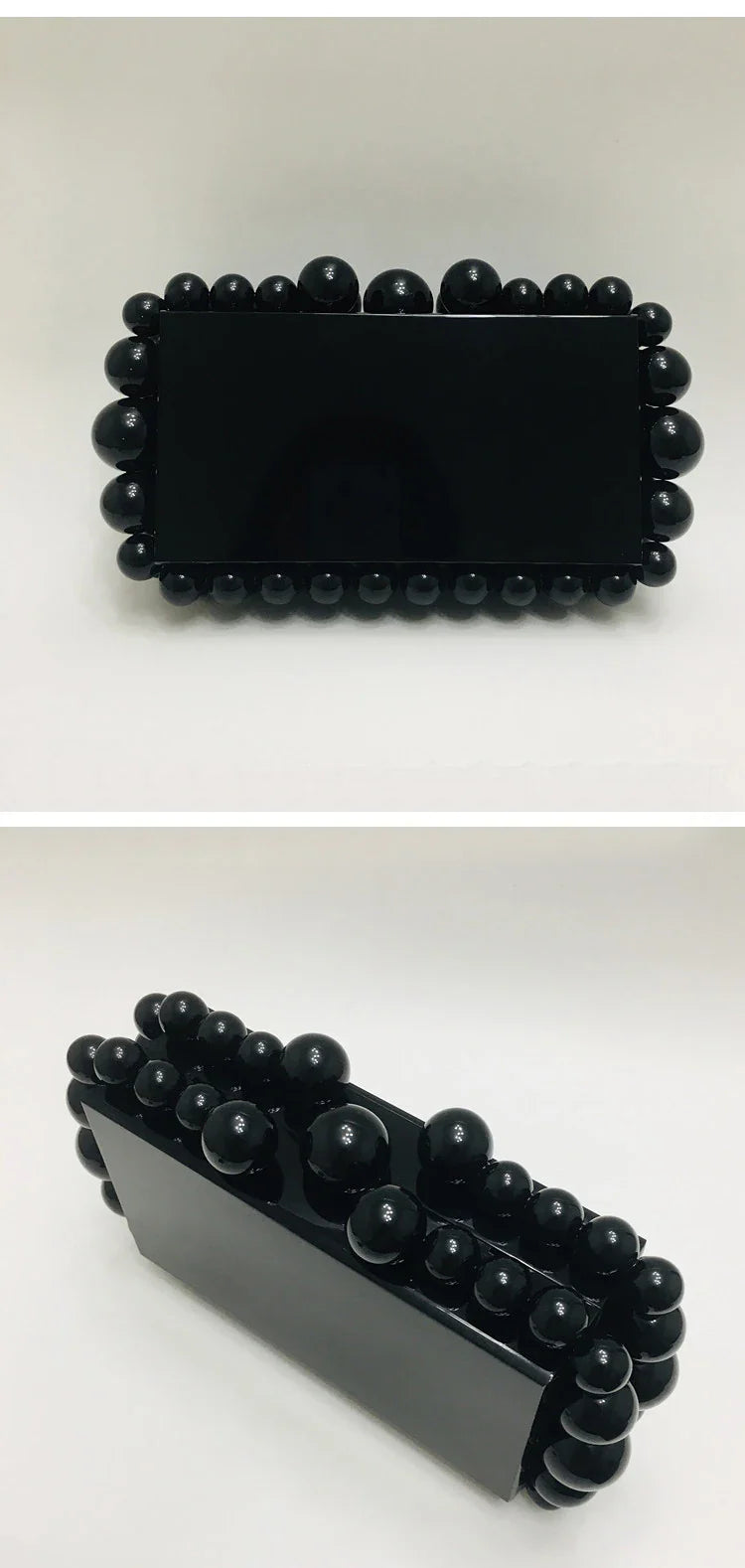 Fashion Women Acrylic Turquoise Evening Clutch Bag Small Pearls Party Black Designer Day Purse Crossbody Chain
