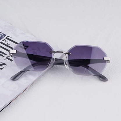 Rimless Polygon Luxury Sunglasses Acetate Alloy Gold Brand Irregular Square Original Classical Retro UV400 Gafas Hot