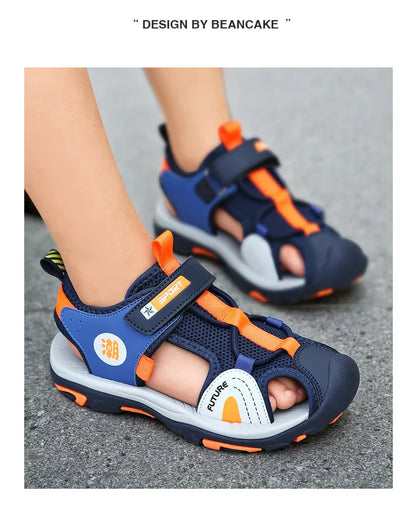 New Style Summer Beach Water Children Sandals Fashion Shoes Outdoor Non-slip Soft Bottom Shading Leather Boys Comfortable