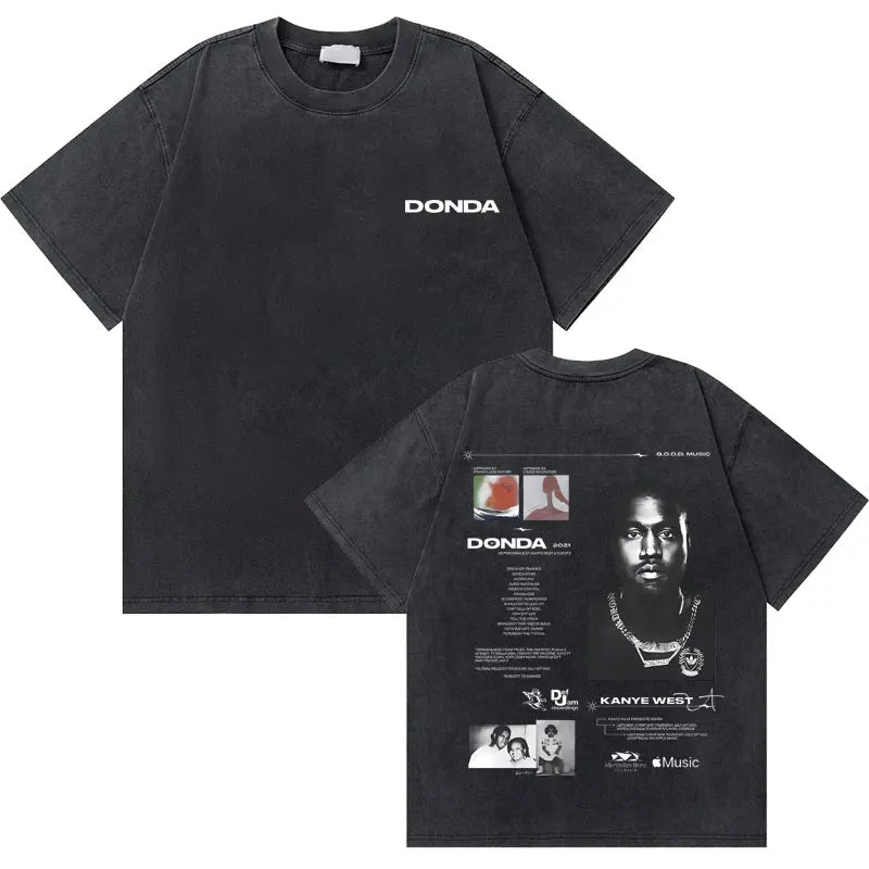 Washed Vintage Rapper Kanye West Graphic T-shirts THE LIFE OF PABLO Cover Print Tshirt Men Hip Hop Fashion Oversized T Shirts