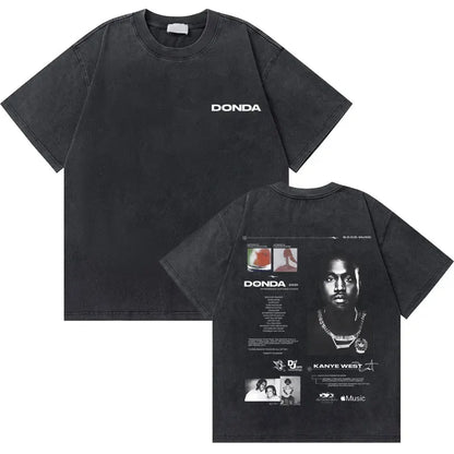 Washed Vintage Rapper Kanye West Graphic T-shirts THE LIFE OF PABLO Cover Print Tshirt Men Hip Hop Fashion Oversized T Shirts