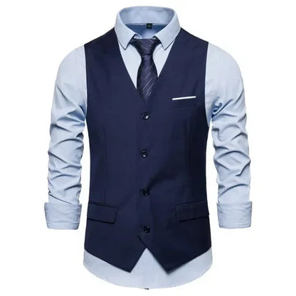 Blue Suit Vest, Men's Business Sleeveless Vests Jacket, Asian size S-6XL, Wedding Party Waistcoat, Red Purple Black Gray