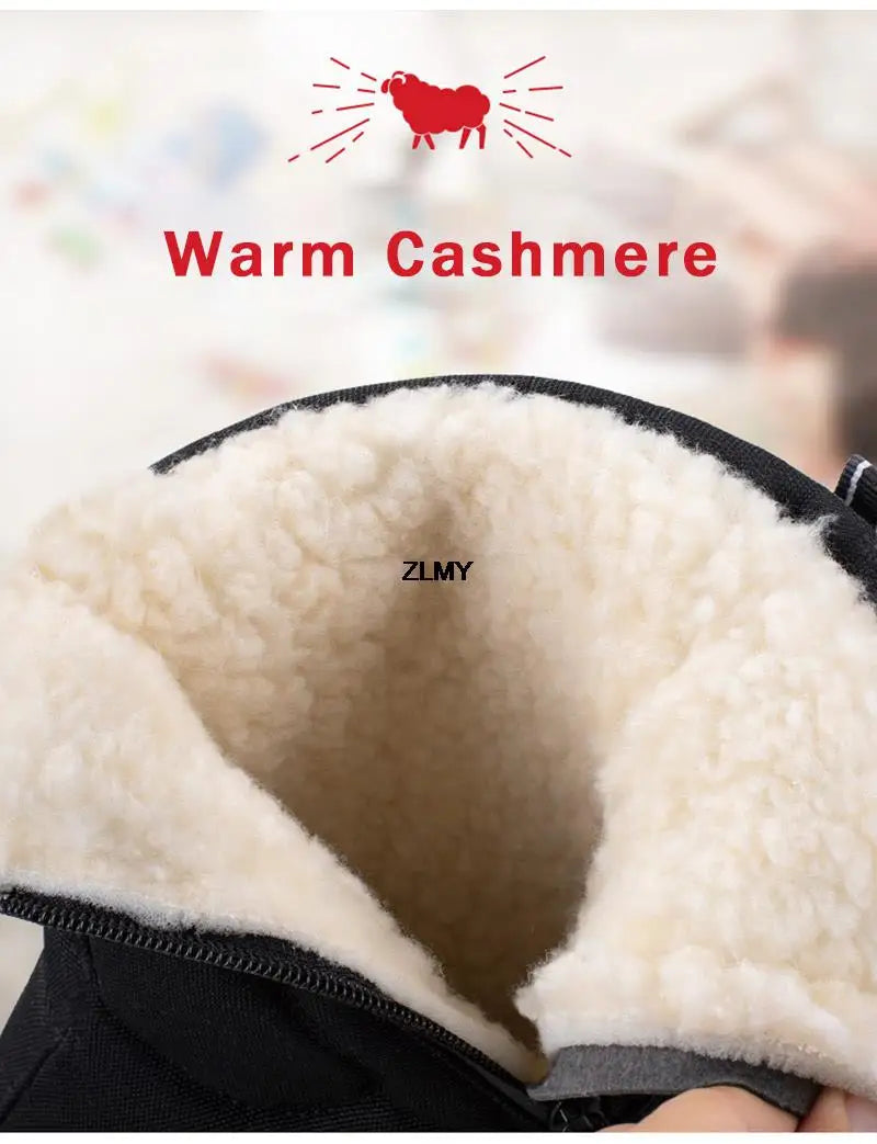 Waterproof Men Women Snow Boots High Top Ankle Winter Boots Platform Warm Plush Man Cutton Shoes Outdoor Non-slip Snowboots Male