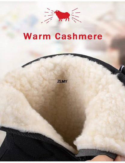 Waterproof Men Women Snow Boots High Top Ankle Winter Boots Platform Warm Plush Man Cutton Shoes Outdoor Non-slip Snowboots Male