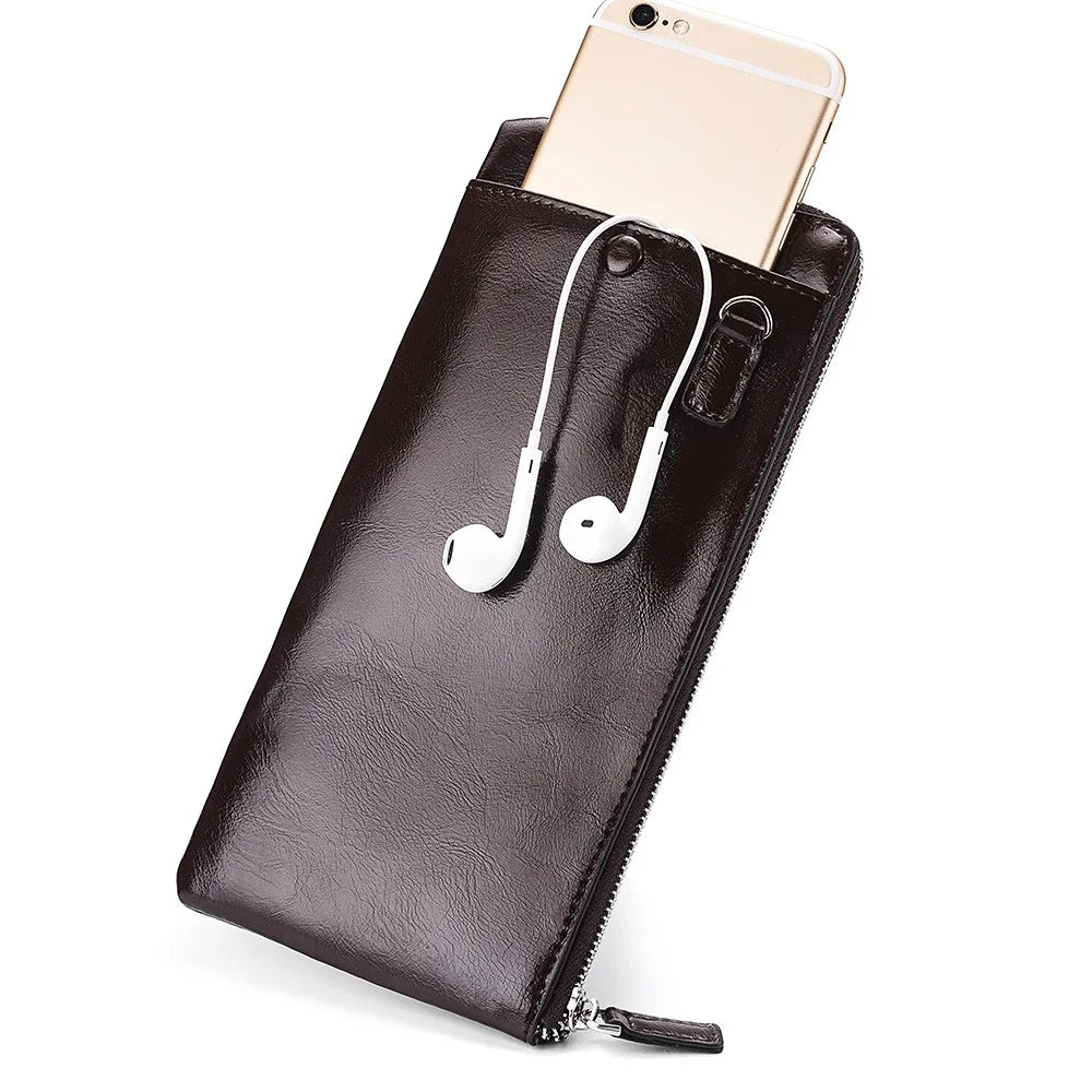 Nouvelle Pochette pour Homme Style Business Grand Portefeuille en Cuir PU Souple Homme avec Dragonne Sac Élégant Décontracté et Tendance Sac à Main Pochette Homme