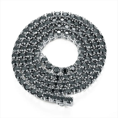 3/4/5/6.5mm Black Moissanite Tennis Necklaces with Certificates 925 Sterling Silver Lab Diamond Hiphop Neck Chain For Women Men