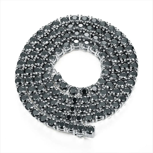 3/4/5/6.5mm Black Moissanite Tennis Necklaces with Certificates 925 Sterling Silver Lab Diamond Hiphop Neck Chain For Women Men