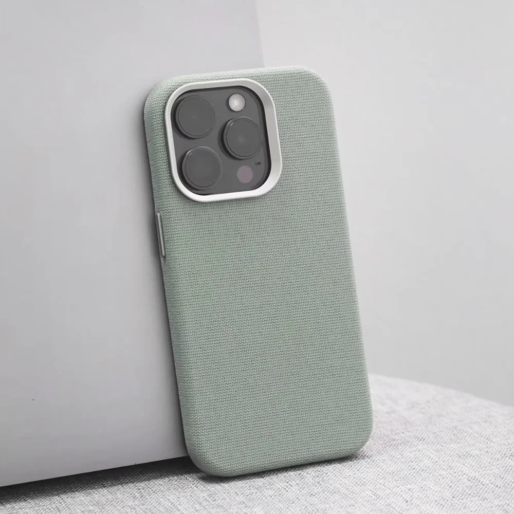 For MagSafe Nylon Canvas Phone Case For iPhone 13 14 15 16 Pro Max Plus Luxury Weave Texture Military Shockproof Magnetic Cover