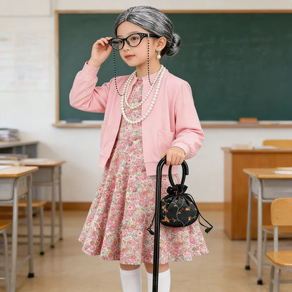 100 Days of School Theme Perform Costume Disguise Party Children Cosplay Costumes Granny Clothes Happy 100th Days of School Gift