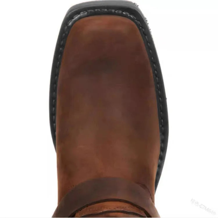 2026 Retro Men Western Boots Hand Work Cowboy Boots Male Lightweight Comfort Knight Boots Autumn Winter New Men’s Shoes Zapatos