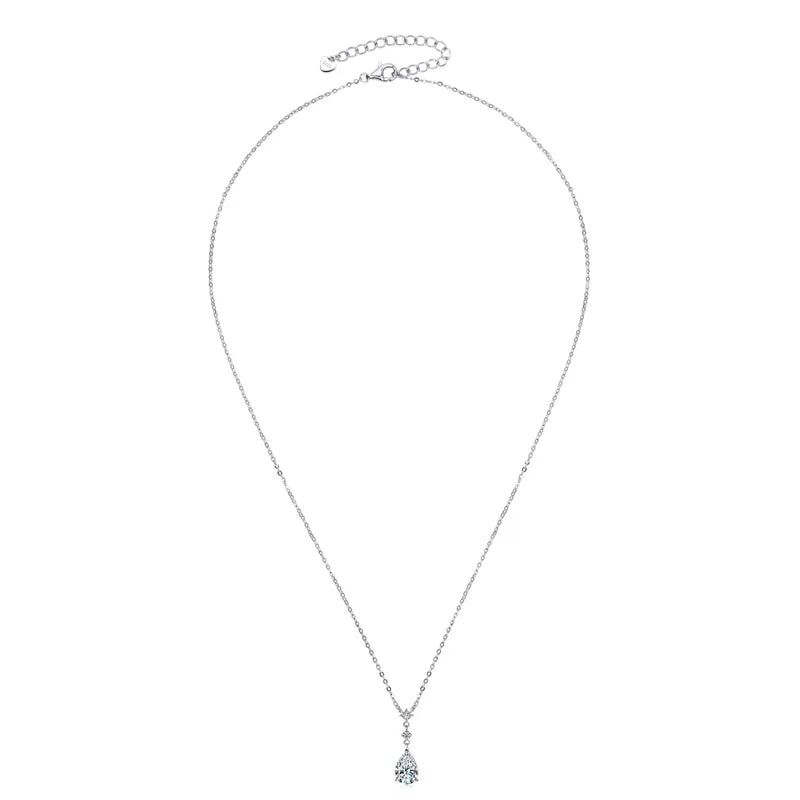 Exquisite 7x10mm Pear Cut Moissanite Pendant Necklace With Certificate for Women 925 Sterling Silver Chains Jewerly Gift
