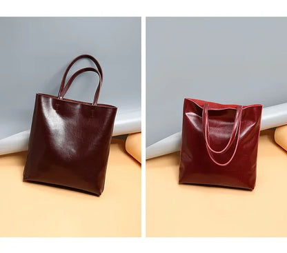 2024 Office Hand Shoulder Bags For Women Tote Cow Leather Bag Ladies Genuine Leather Handbags Big Women Bag Large Vintage Female