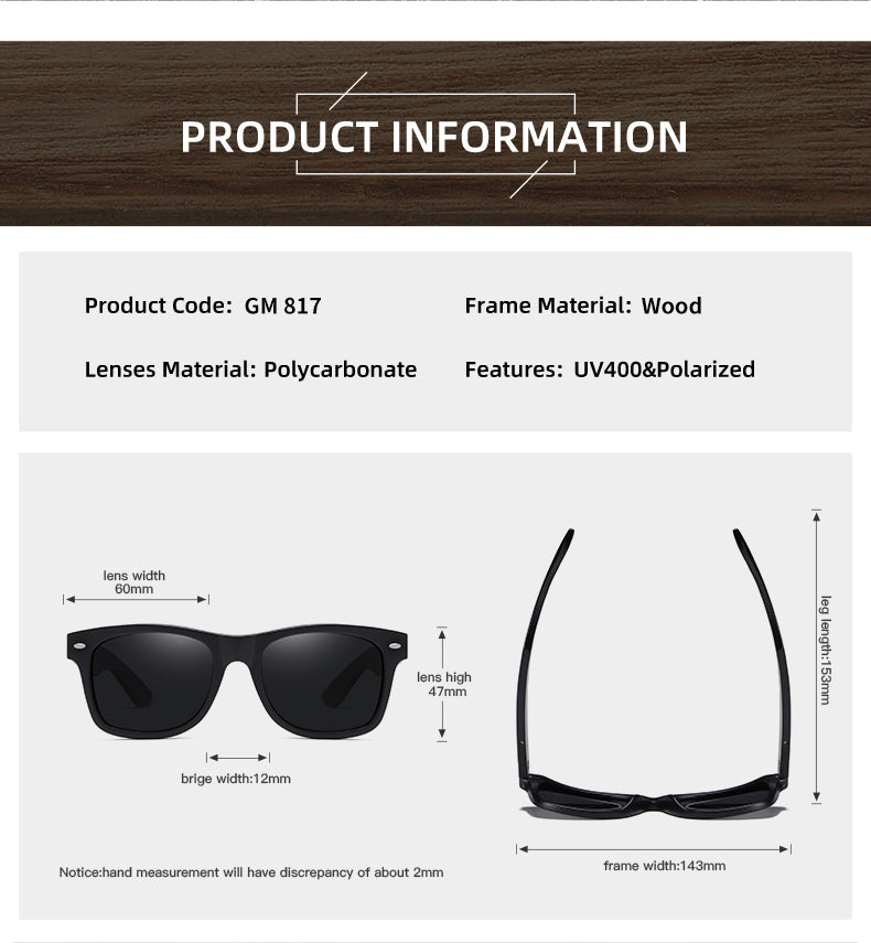 Natural Bamboo and Wooden Sunglasses VIP Manual Polarized Glasses Luxury Brand Environmental Degradable Glasses Gift Box