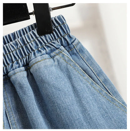 Wide Leg Denim Shorts For Women 2024 Summer New Arrivals High Waist Big Pockets Blue Color Jeans Shorts Casual Pants Trousers