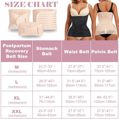3 In 1 Postpartum Waist Trainer Body Shaper Compression Tummy Girdles Corset Belt Shapewear Faja