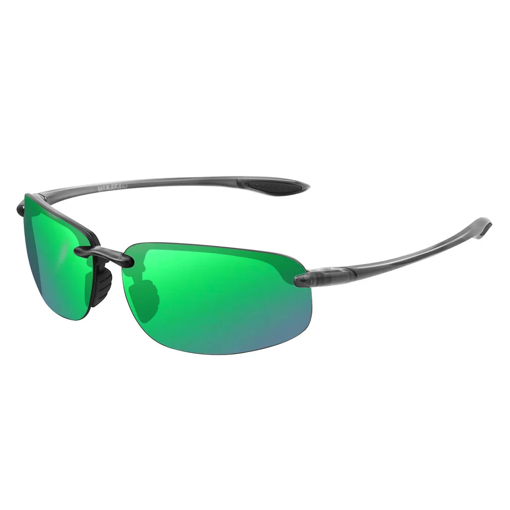 Rimless Polarized Sports Sunglasses Men&Women Tr90 Frame for Running Fishing Baseball Driving （8001）
