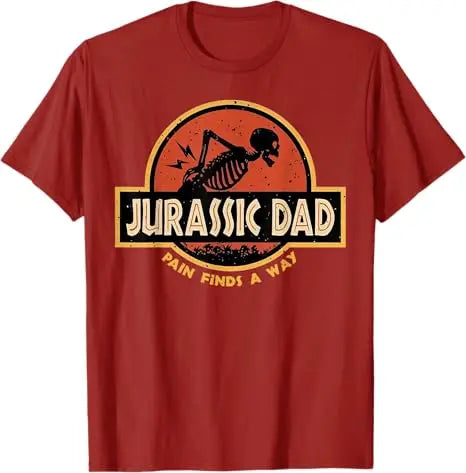 Jurassic Dad Pain Finds A Way Funny Sarcastic Skeleton T-Shirt Y2k Prehistoric Dad Joke Saying Tee Humor Parenting Cool Clothes
