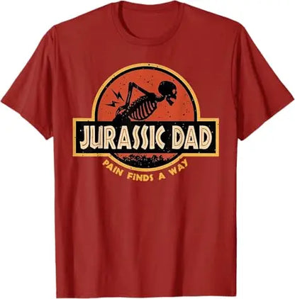 Jurassic Dad Pain Finds A Way Funny Sarcastic Skeleton T-Shirt Y2k Prehistoric Dad Joke Saying Tee Humor Parenting Cool Clothes