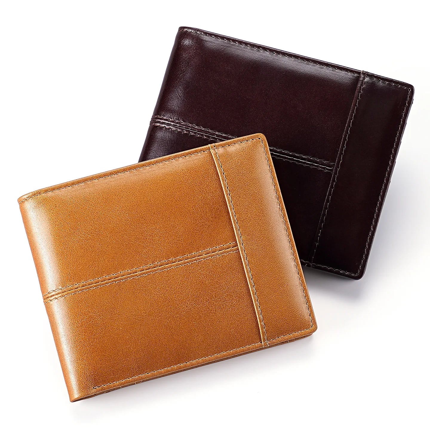 Custom Engravable Logo RFID Blocking Anti-theft Oil Wax First-layer Cowhide Short Men's Wallet Card Holder European American