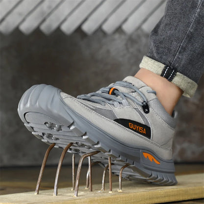 Black Leather Work Safety Shoes Waterproof Indestructible Steel Toe Cap Labor Shoes For Men Breathable Anti Smashing Sneakers