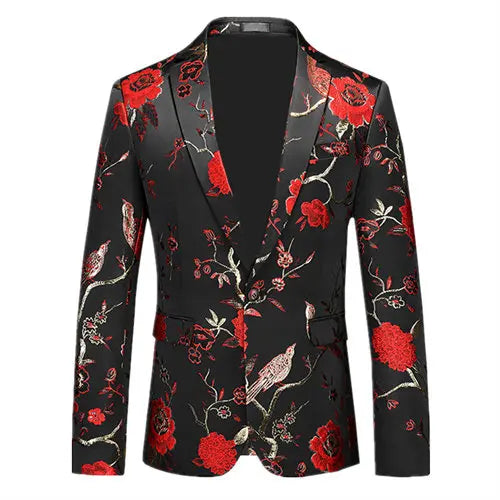 2026 New Men's Pink Embroidered Suit Jacket, Wedding Party Dress Coat, Fashionable Slim Male Blazers, Asian Size M-5XL 6XL