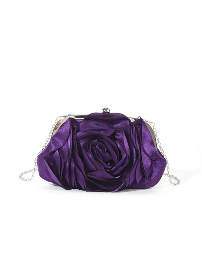 Fashion Pink Flower Petal Banquet Floral Dress Purse Evening Day Clutch Bag Women Luxury Prom Party Wedding Day Bag