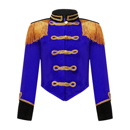 Kids Girls Boys Drum Major Costume Marching Band Uniform Ringleader Drummer Halloween Cosplay Performance Prince Costume