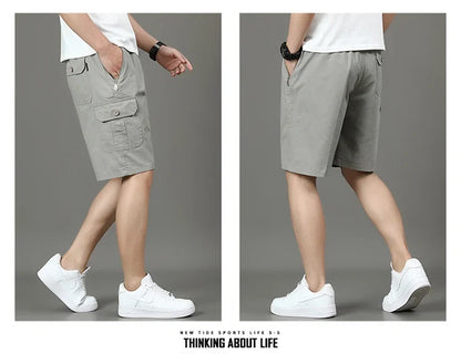 Summer new men's work shorts pocket zip trend versatile casual trousers five work trousers