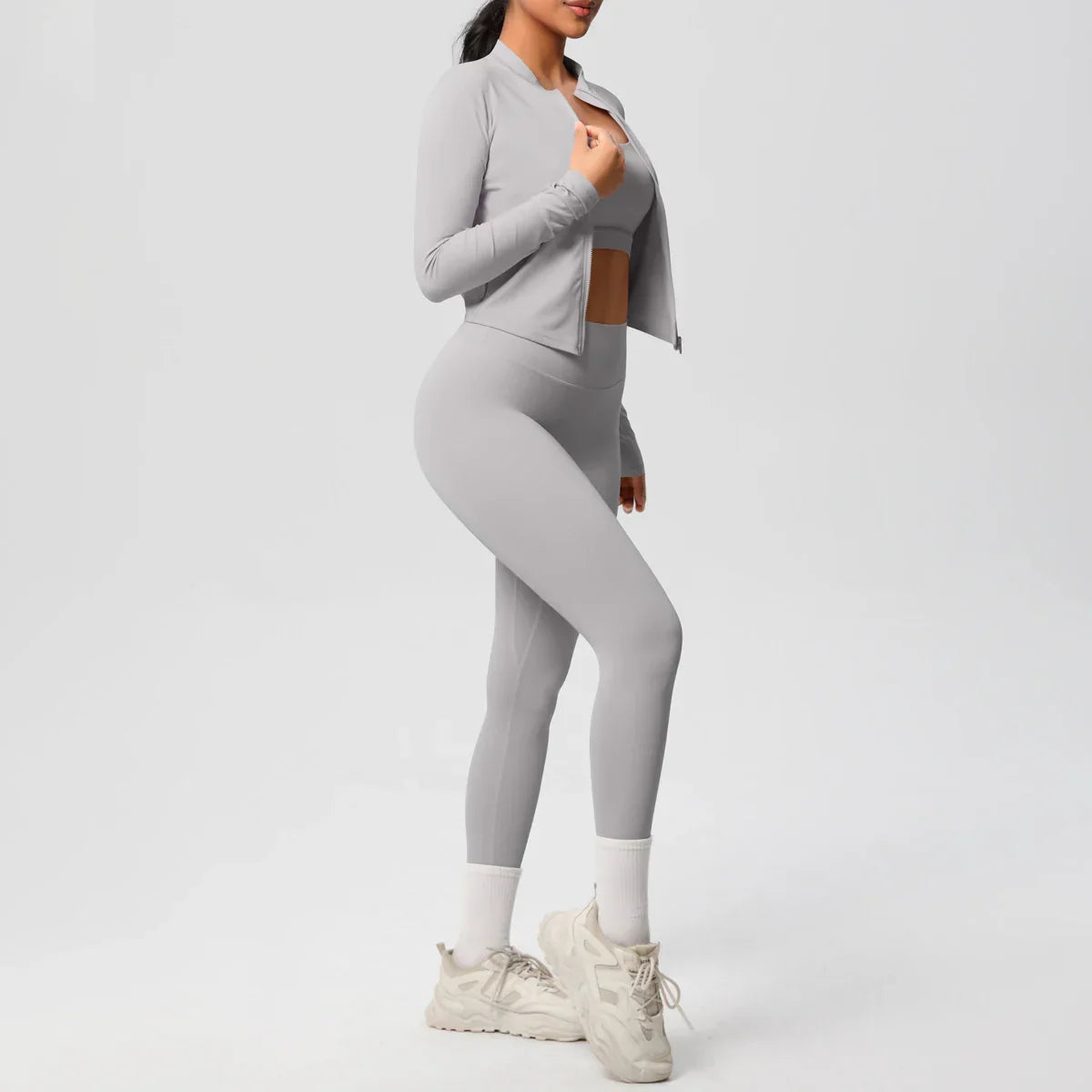 3pcs Sportswear Yoga Set Gym Sports Bra Zipper Jacket Leggings Clothes Sportswear Yoga Suits For Women Fitness Set Tracksuit
