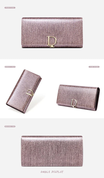 2025 New Women's Wallet, Long Wallet, Pearl D-Buckle, Large Capacity, Multiple Slots, Genuine Cowhide Wallet, Clutch Bag