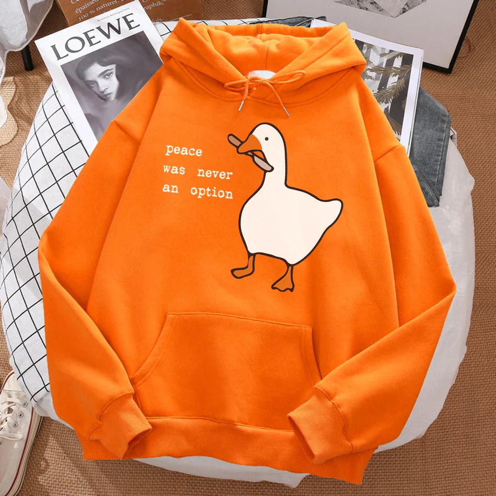 Peace Was Never An Option Printed Hoosie Men Street Oversize Autumn Hooded Hipster Soft Hoodies Hip Hop Warm Sportswears