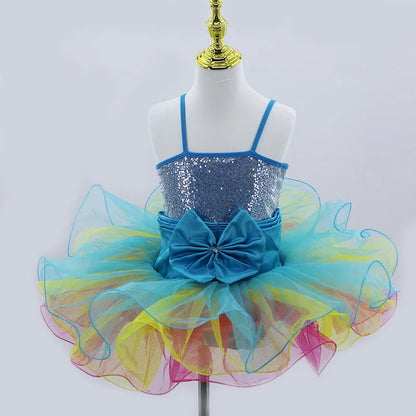 2024 Pink Kids Ballroom Clothing Sequined Flower Tutus Ballet Dress For Girl Modern Dance Tutu Dress Girls Ballet Princess Dress